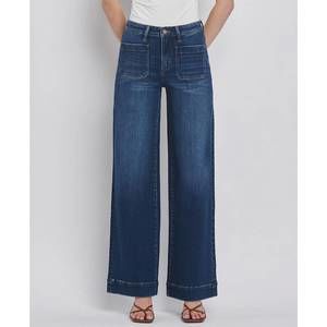 NEW FLYING MONKEY high rise wide trouser jeans in dark denim